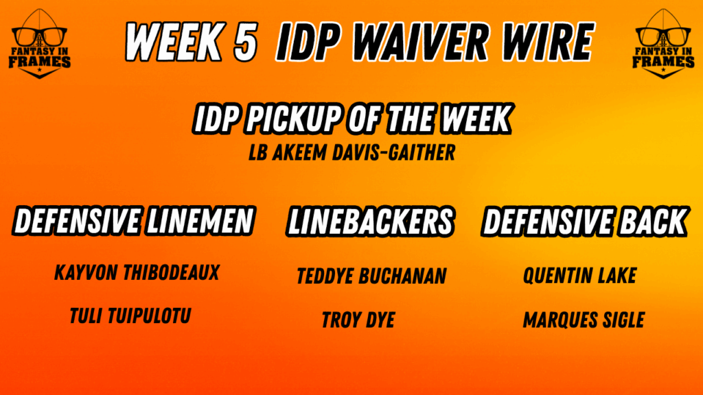 IDP Waiver Wire for Week 5 Recap | FANTASY IN FRAMES