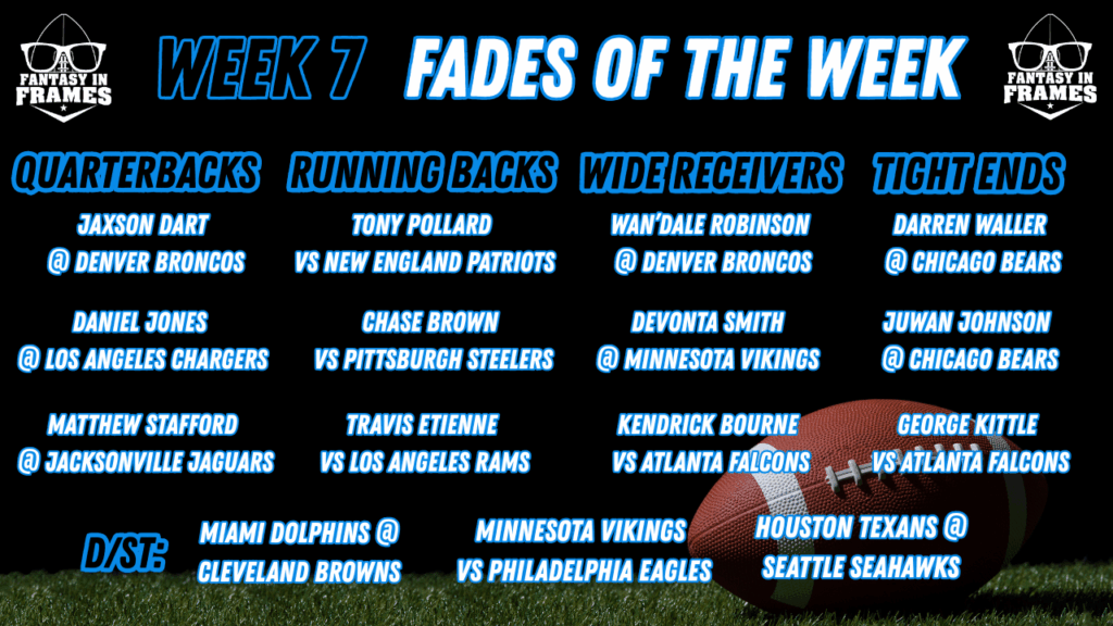 2025 Week 7 Fades of the Week | FANTASY IN FRAMES